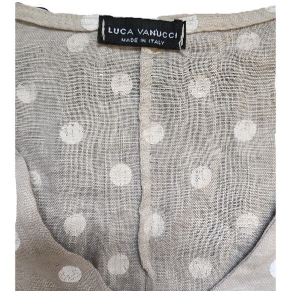 Womens Luca Vanucci Linen Top Blouse Sz Med Pockets V Neck Oversized - Picture 2 of 8